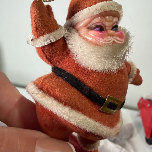 VTG Mr. Christmas Santa Claus Flocked Dancing on Drum Ornament 1972 - Picture 14 of 16